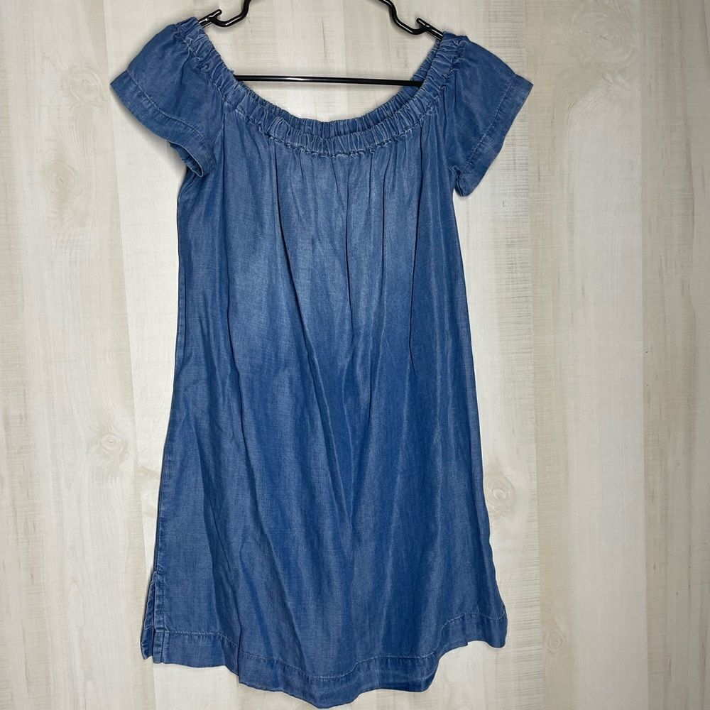 cloth & stone Blue Off-the-Shoulder Chambray Dress
